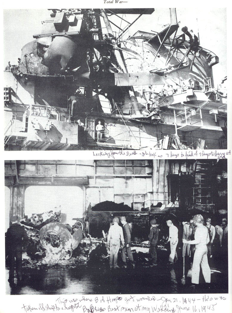 Dave Kelley after Kamikaze attack on Tocondiroga Air Craft Carrier January 21 1945