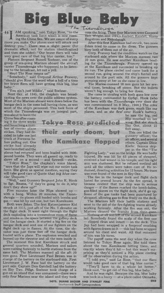 Ticonderoga Tokyo Rose article